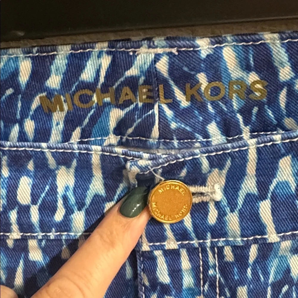 Michael Kors women’s Blue white Patterned skinny ankle Jeans cotton spandex 12